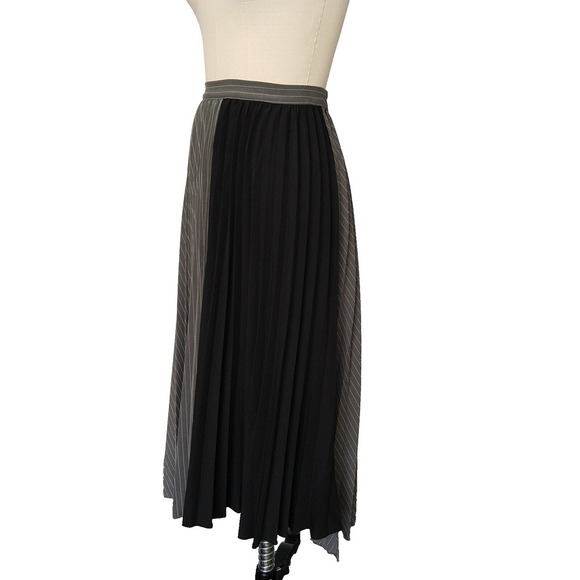 Vintage Archives Y2K Pleated Midi Skirt Size S Pin Stripe Minimalist Avant Garde - Picture 5 of 8